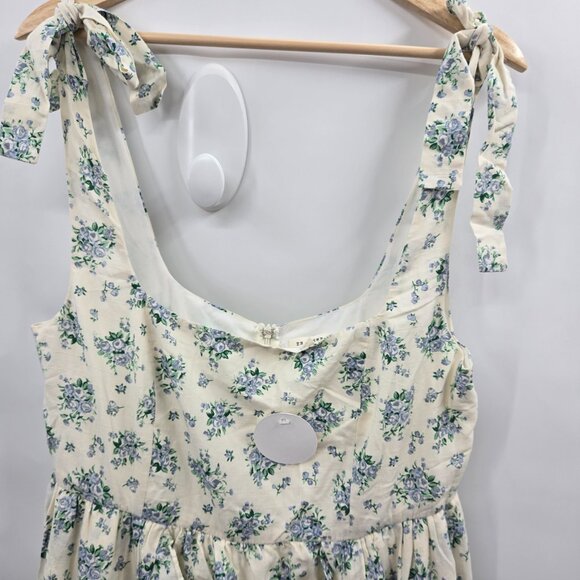 En Creme Cream Blue Floral Hi-Low Dress Size Large - Picture 5 of 16